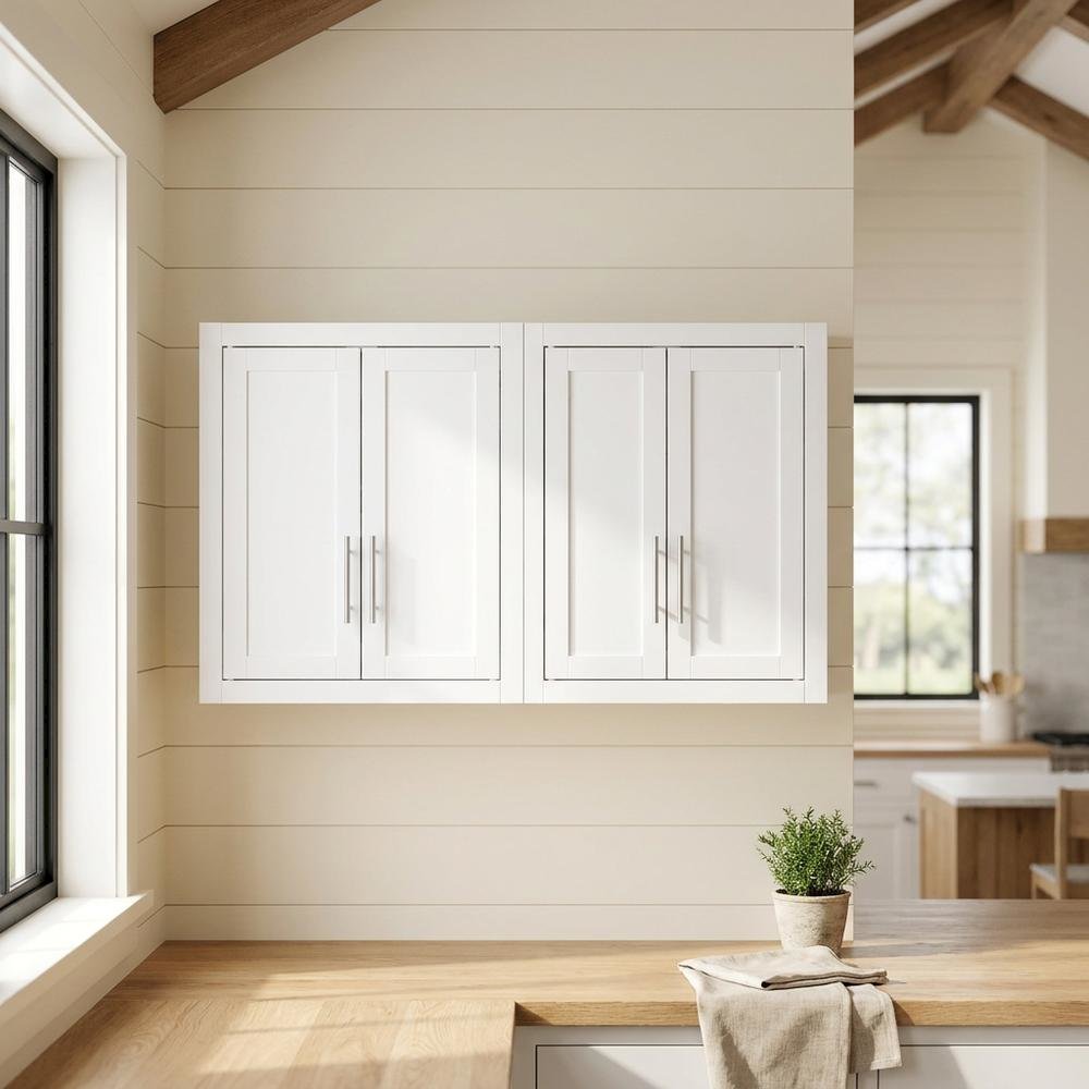 White 2-Piece Wall Kitchen Cabinet Set, MDF Birch Veneer Mounted. Picture 3