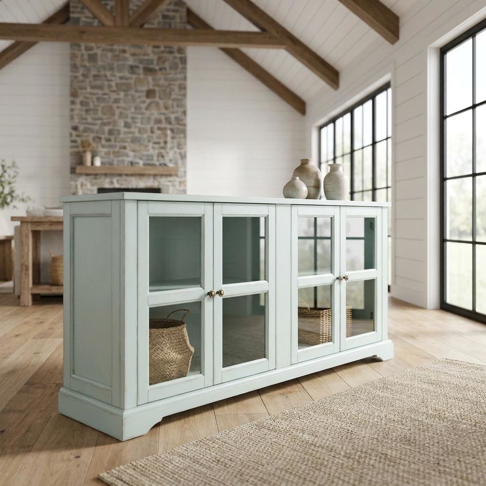 Glass Door Sideboard with Anti-Tip Mechanism and ample storage. Picture 2