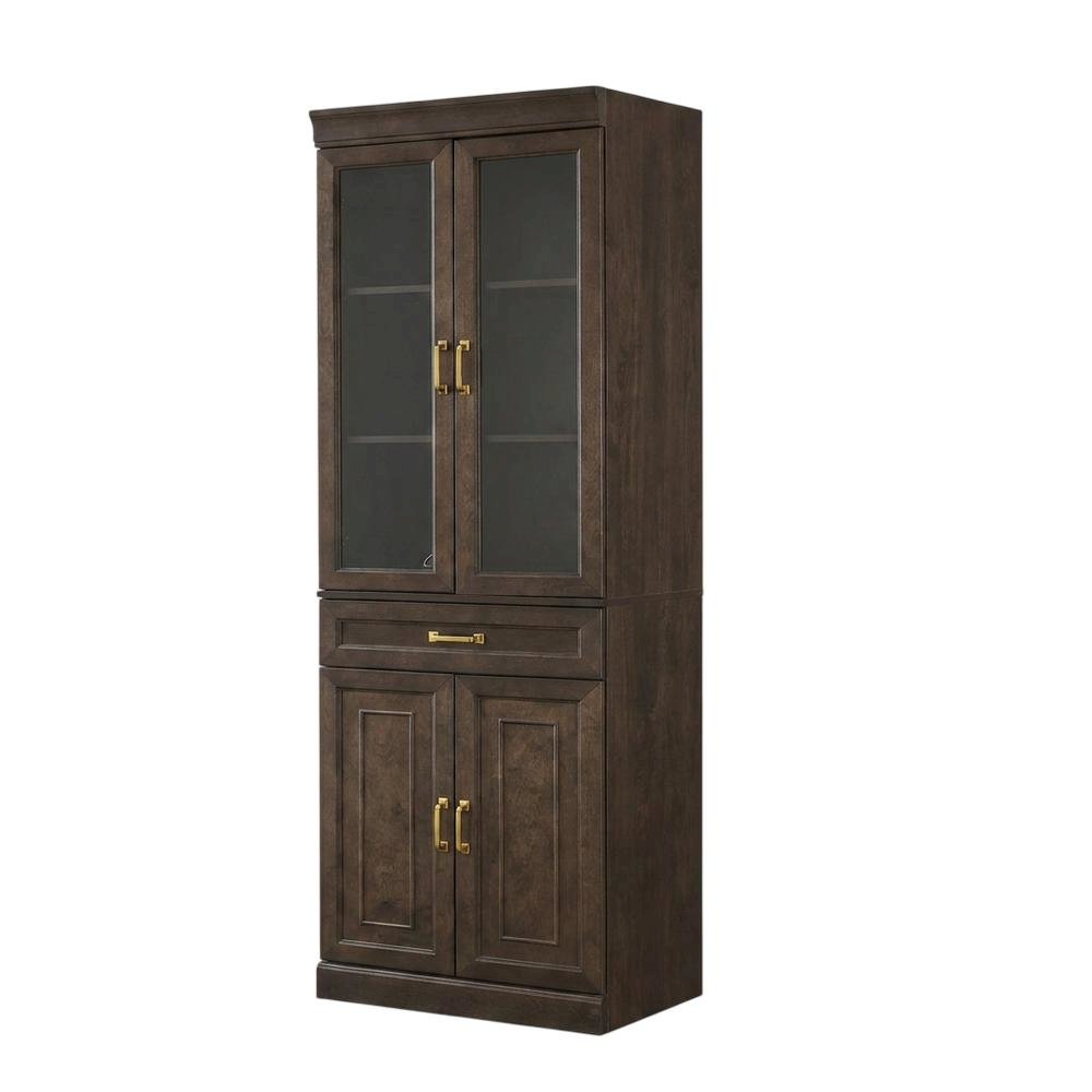 Glass Door Pantry Cabinet with Anti-Tip Mechanism. Picture 1