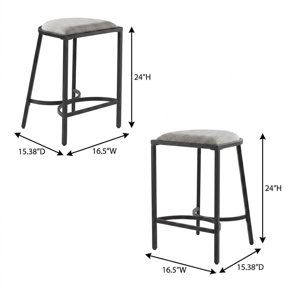 Counter Height Bar Stool Set with Plush Upholstery and Wooden Legs. Picture 6