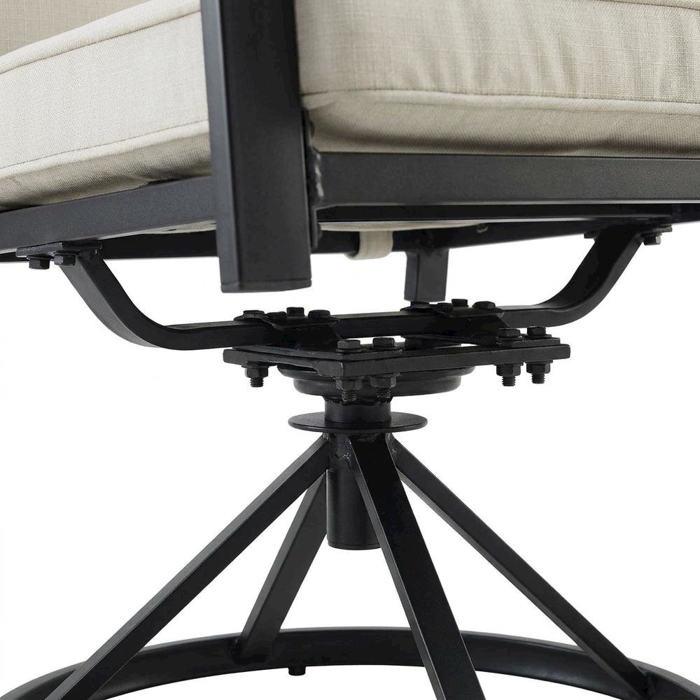 Outdoor Dining Swivel Chair Set in Oatmeal and Oil Rubbed Bronze. Picture 5