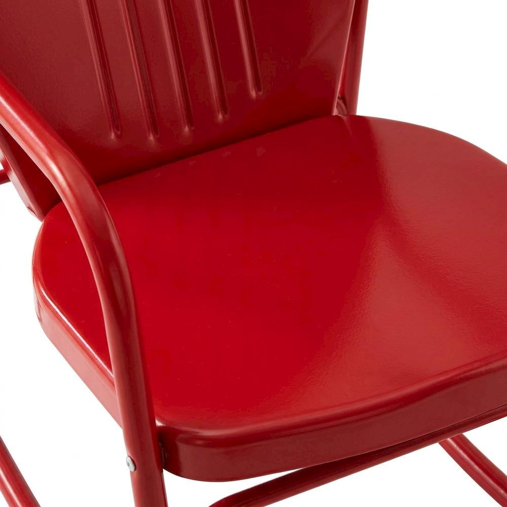 Bright Red Gloss Rocking Chair Set with Comfortable Armrests and Durable Build. Picture 6