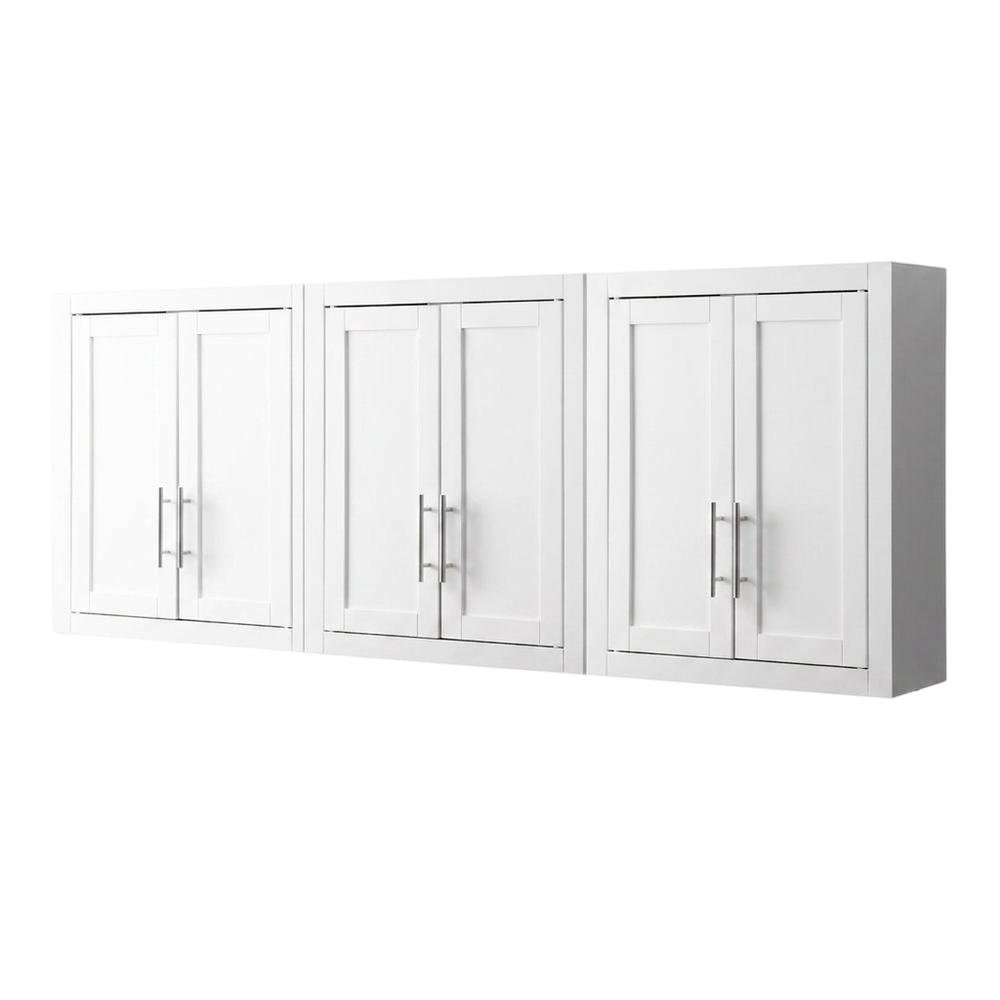 White 3-Piece Wall Kitchen Cabinet Set, MDF Birch Veneer Wide. Picture 1