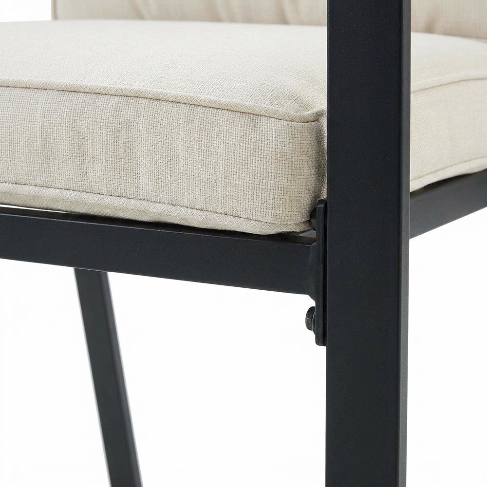 Oatmeal Outdoor Dining Chairs Set with Oil Rubbed Bronze Finish for Patio Use. Picture 6
