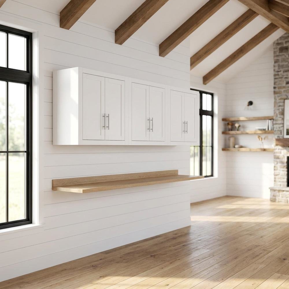 White 3-Piece Wall Kitchen Cabinet Set, MDF Birch Veneer Wide. Picture 3