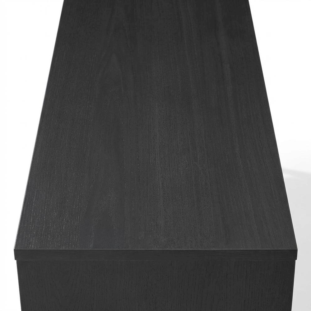 Wooden record player stand with vinyl storage, modern entertainment center. Picture 5