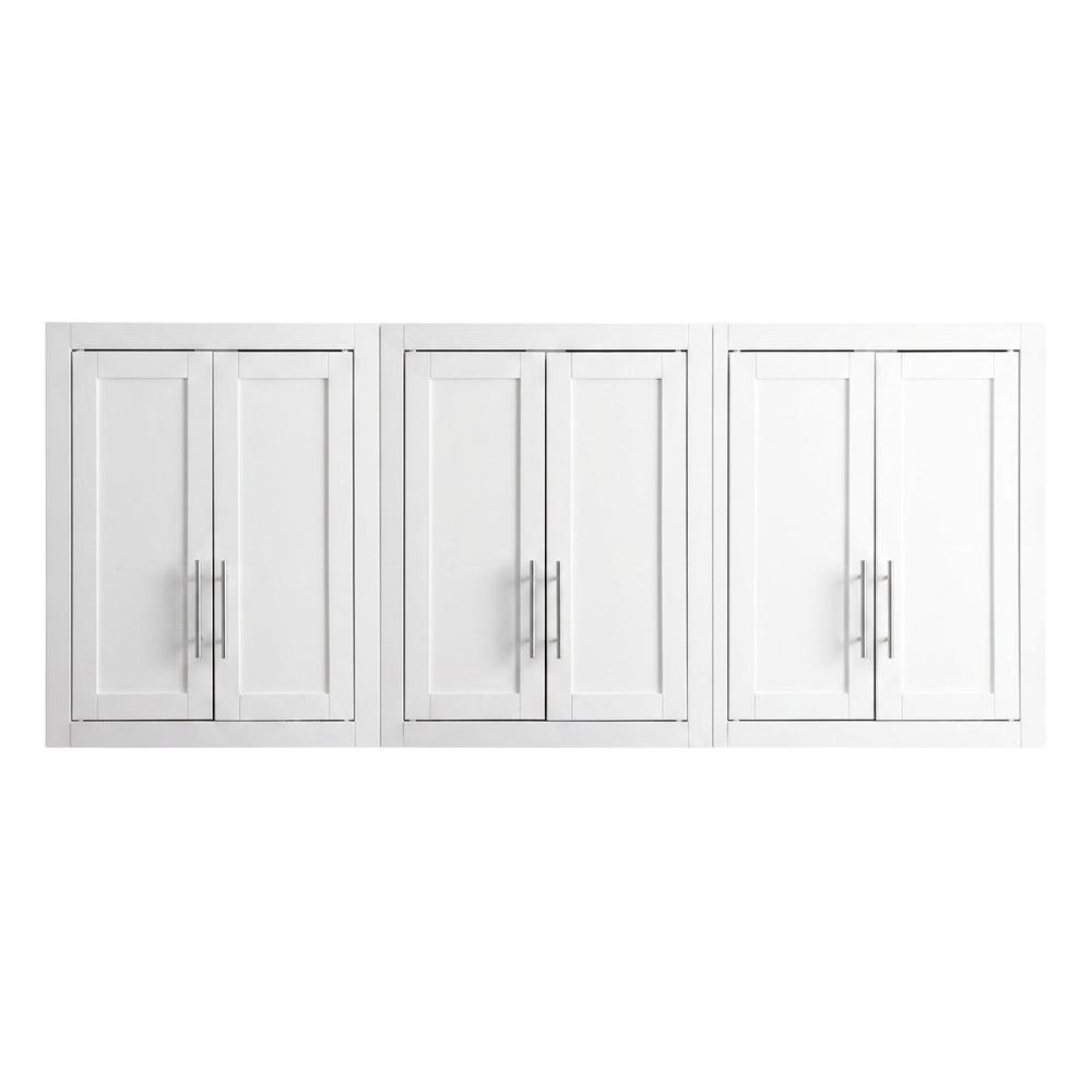 White 3-Piece Wall Kitchen Cabinet Set, MDF Birch Veneer Wide. Picture 4