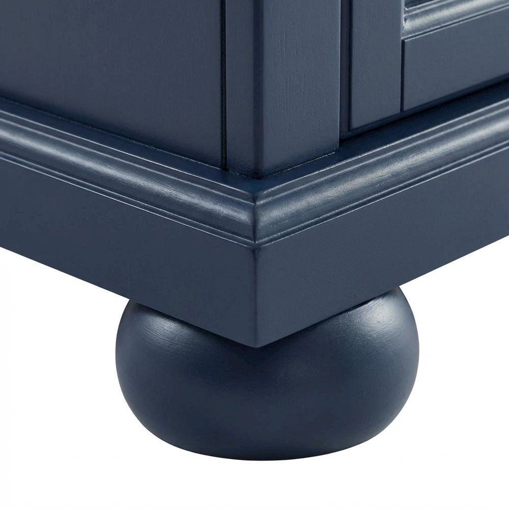 Navy Kitchen Island with Anti-Tip Feature and Natural Accent Finish. Picture 6