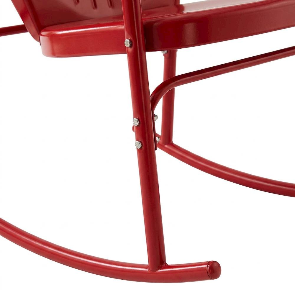 Bright Red Gloss Rocking Chair Set with Comfortable Armrests and Durable Build. Picture 7