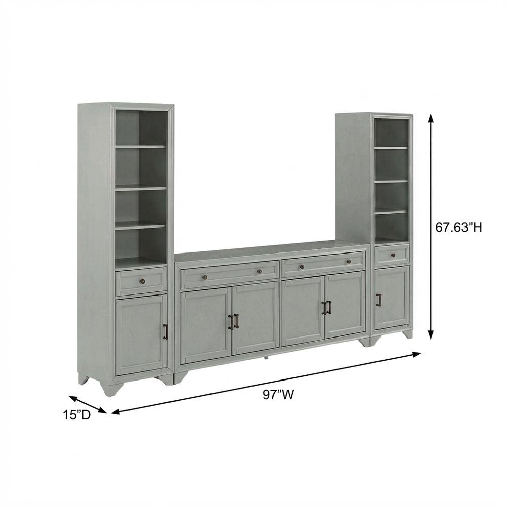 3-Piece Entertainment Center Set with Sideboard and Bookcases. Picture 7