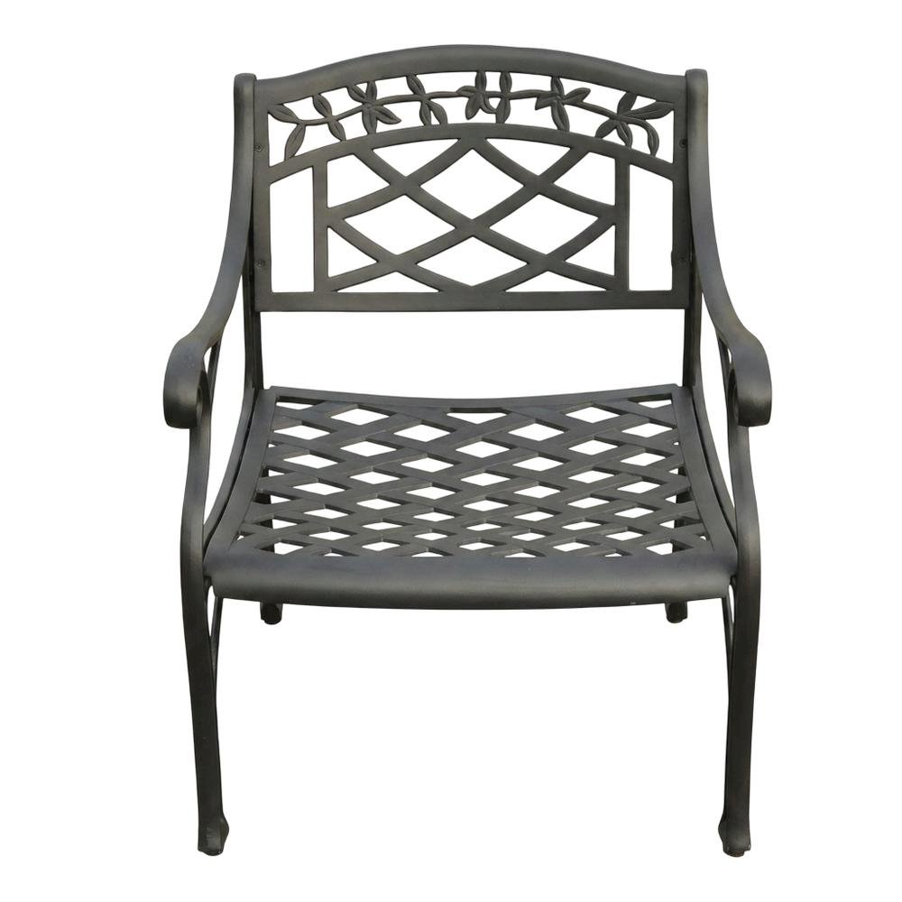 Outdoor black club chair with sturdy armrest and classic design. Picture 4