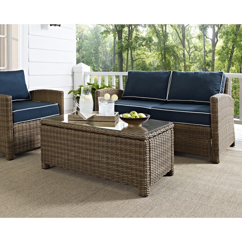 Bradenton 3Pc Wicker Outdoor Loveseat Patio Furniture Set. Picture 10