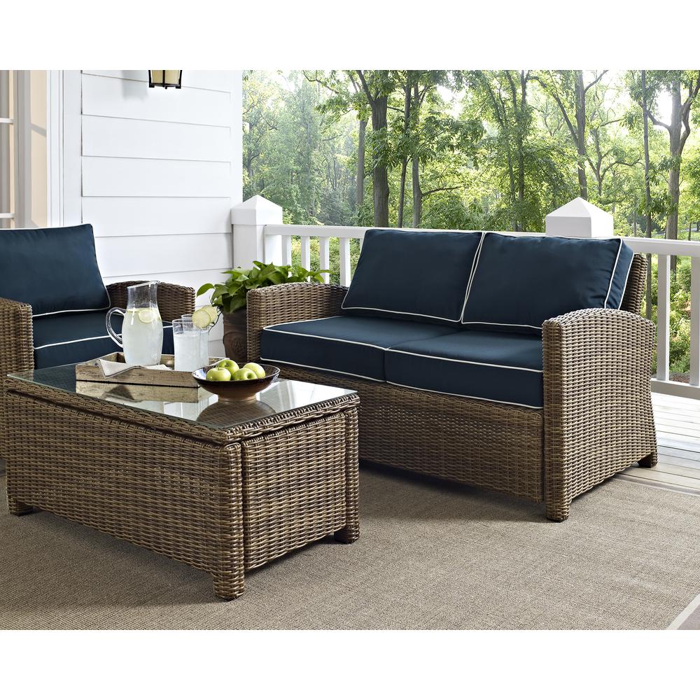 Bradenton 3Pc Wicker Outdoor Loveseat Patio Furniture Set. Picture 6
