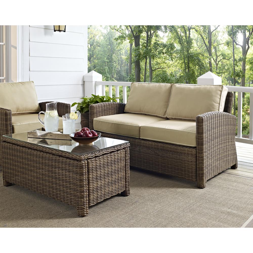 Bradenton 3Pc Outdoor Loveseat Furniture Set, Loveseat, Arm Chair, Coffee Table. Picture 9