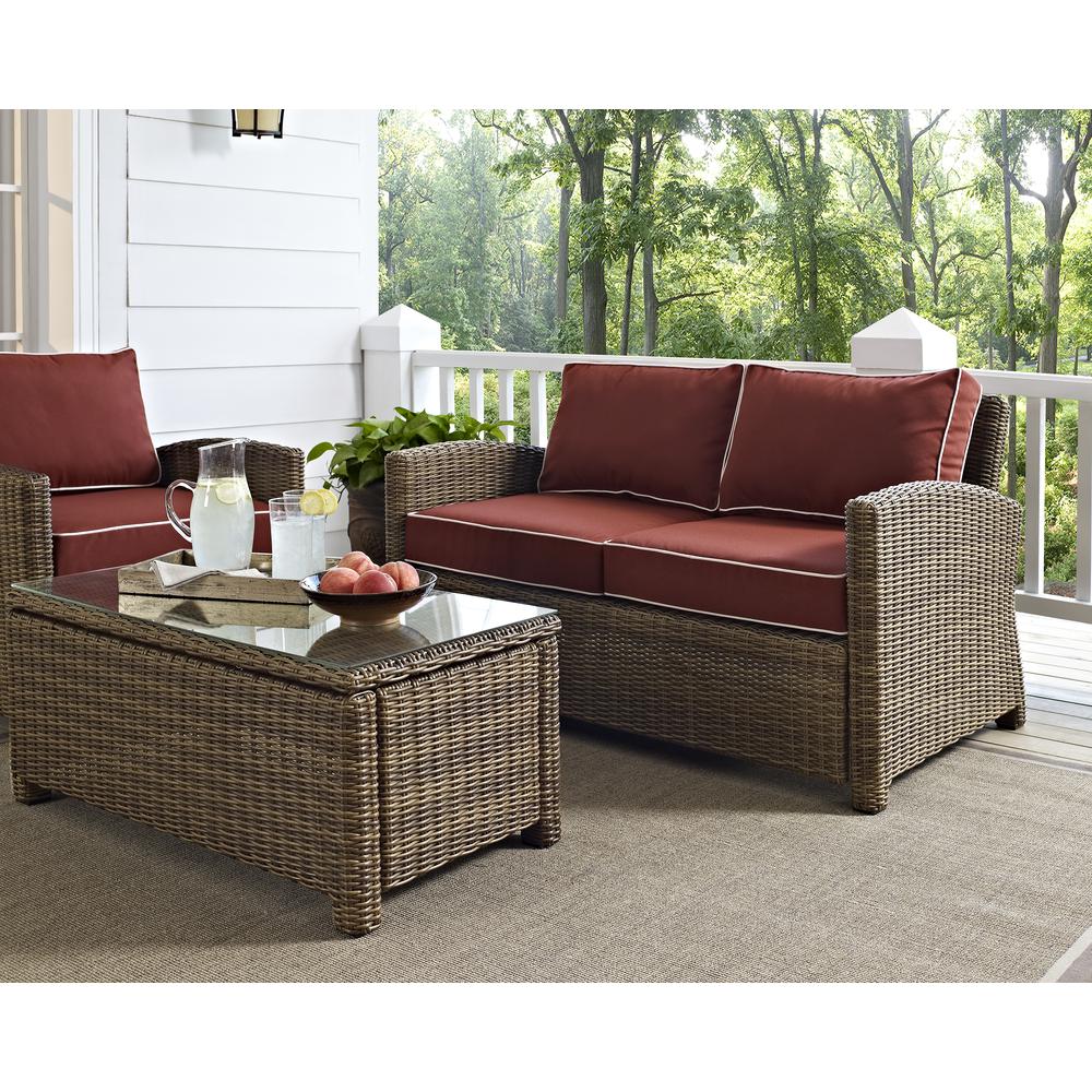 Bradenton 3Pc Outdoor Loveseat Furniture Set, Loveseat, Arm Chair, Coffee Table. Picture 9