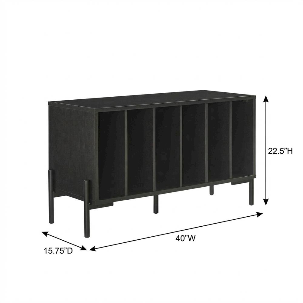 Wooden record player stand with vinyl storage, modern entertainment center. Picture 7