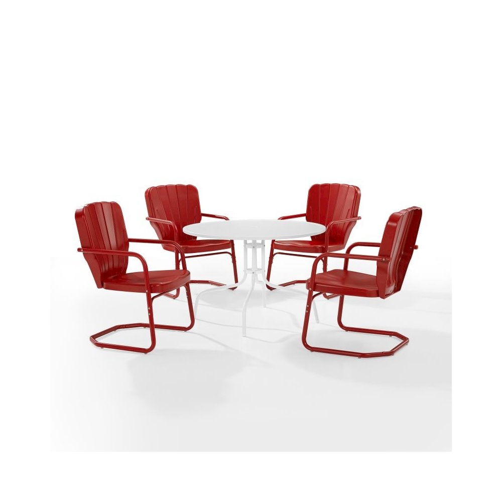 Ridgeland 5Pc Round Retro Outdoor Dining Set - Dining Table & 4 Chairs. Picture 2
