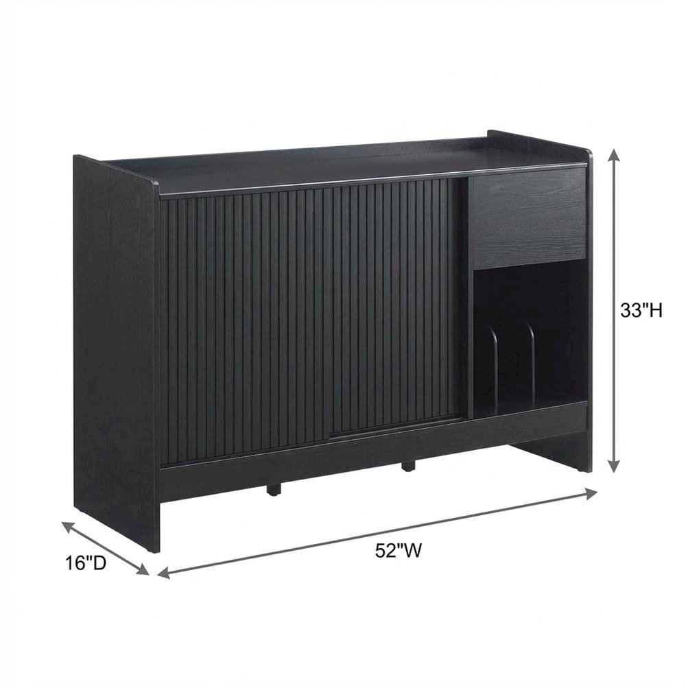 Solid Wood Record Player Cabinet with Vinyl Storage for Entertainment Centers. Picture 7
