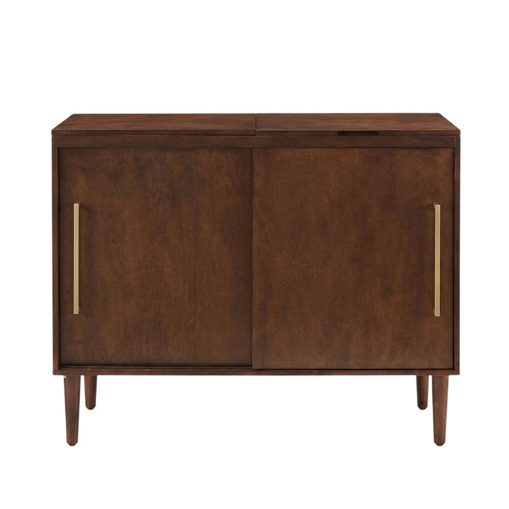 Mahogany Media Console with Anti-Tip Hardware and Sturdy Design. Picture 1