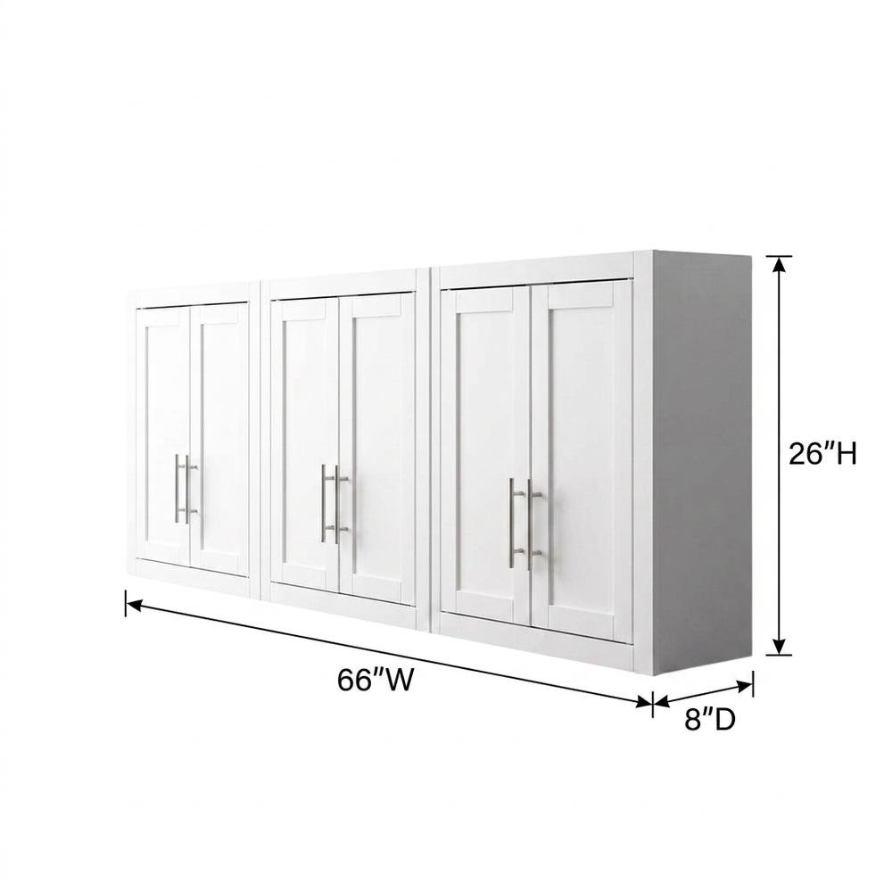 White 3-Piece Wall Storage Cabinet Set, MDF Birch Veneer. Picture 7
