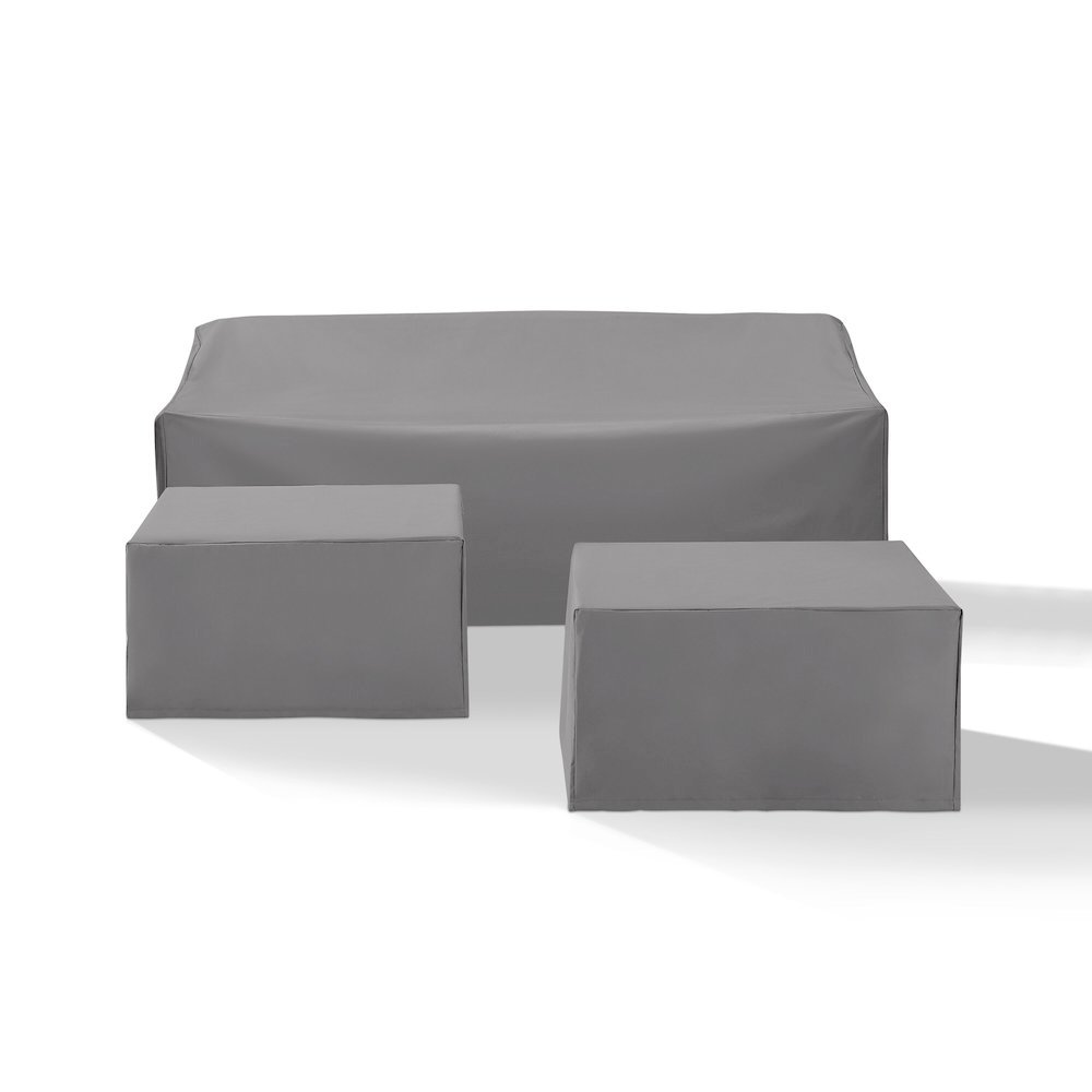 3Pc Outdoor Sectional Furniture Cover Set - Sofa & 2 Square Table/Ottoman. Picture 2