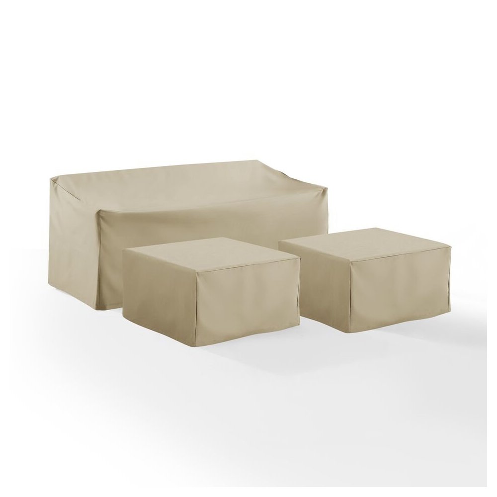 3Pc Outdoor Sectional Furniture Cover Set - Sofa & 2 Square Table/Ottoman. Picture 2