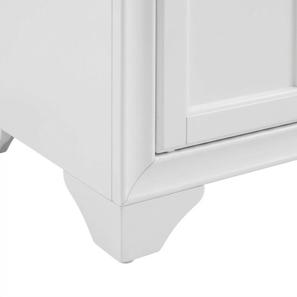 Distressed White Pantry Cabinets with Anti-Tip Mechanism and Floor Clearance. Picture 6