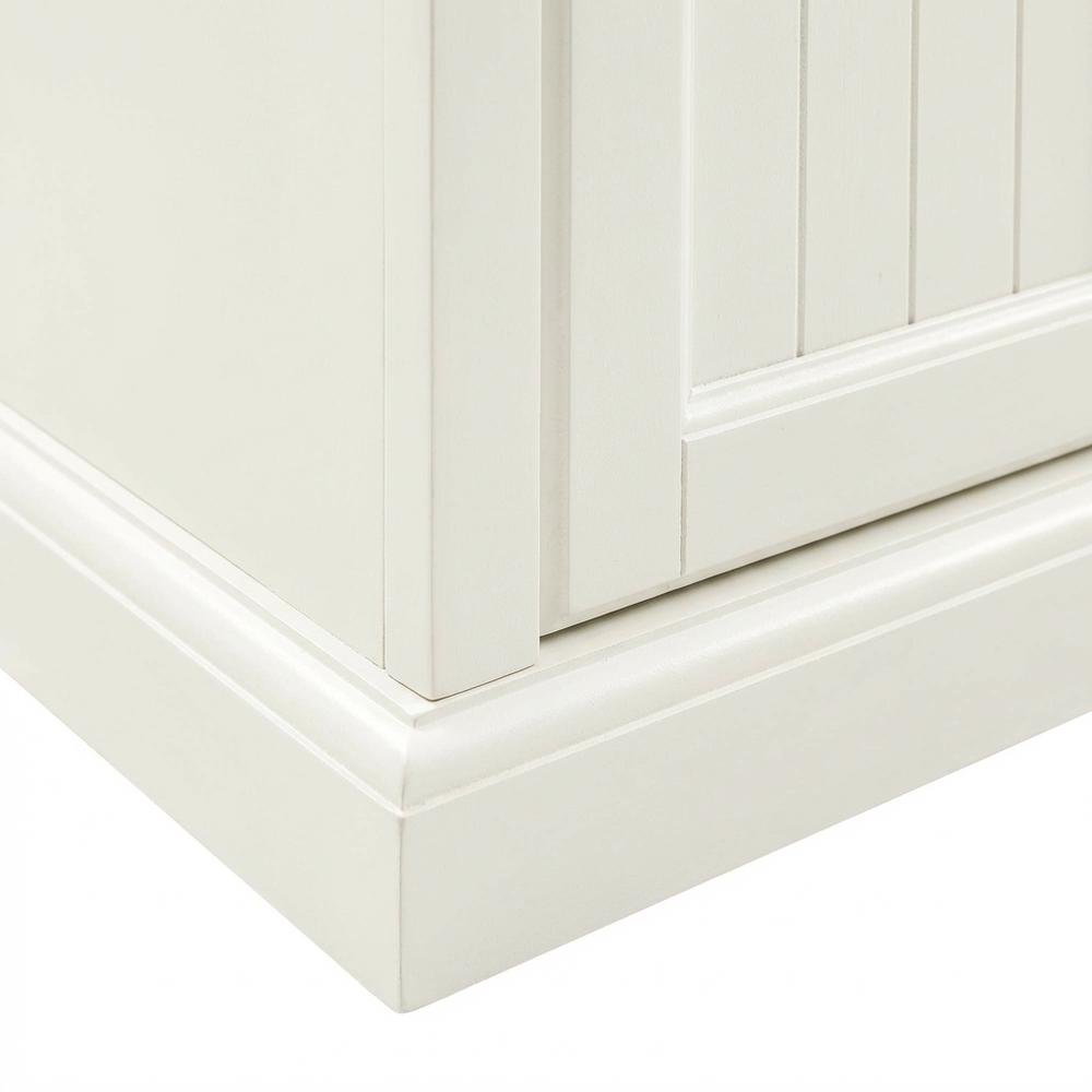 Tall linen cabinet in distressed white with anti-tip hardware. Picture 6