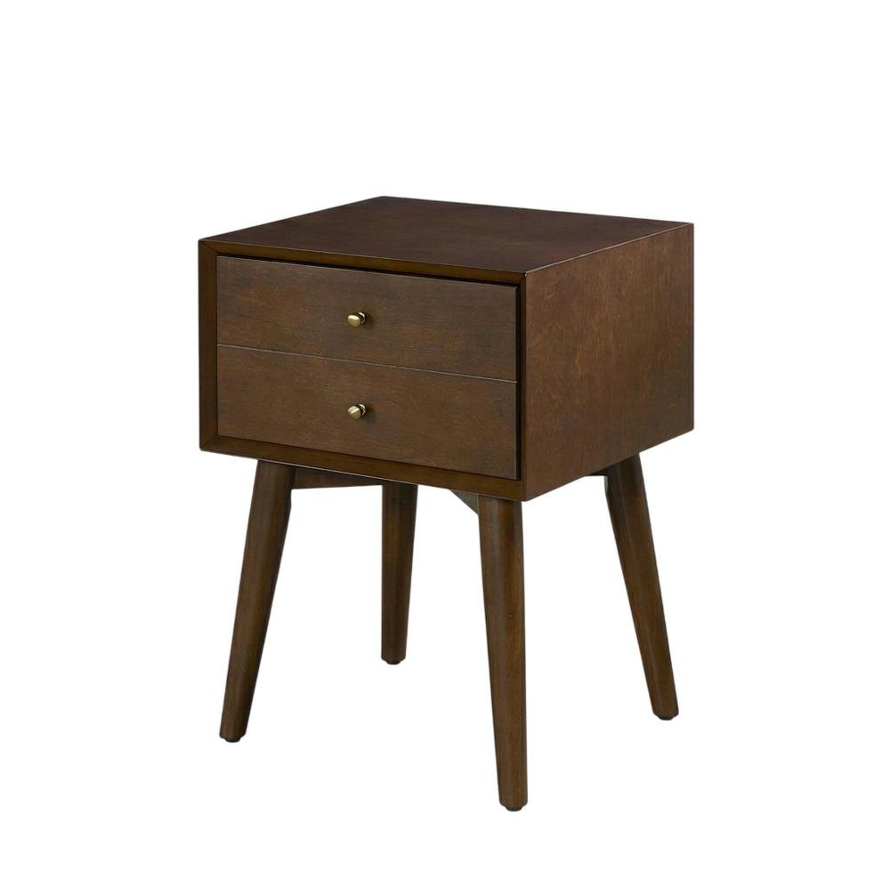 Nightstand in MDF and Solid Poplar Wood with Veneer Finish for Bedroom Storage. Picture 1