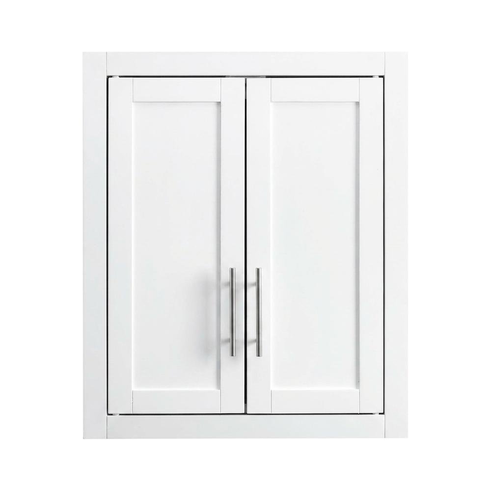 White Wall-Mount Storage Cabinet, MDF Birch Veneer, 22 Inch Wide. Picture 4