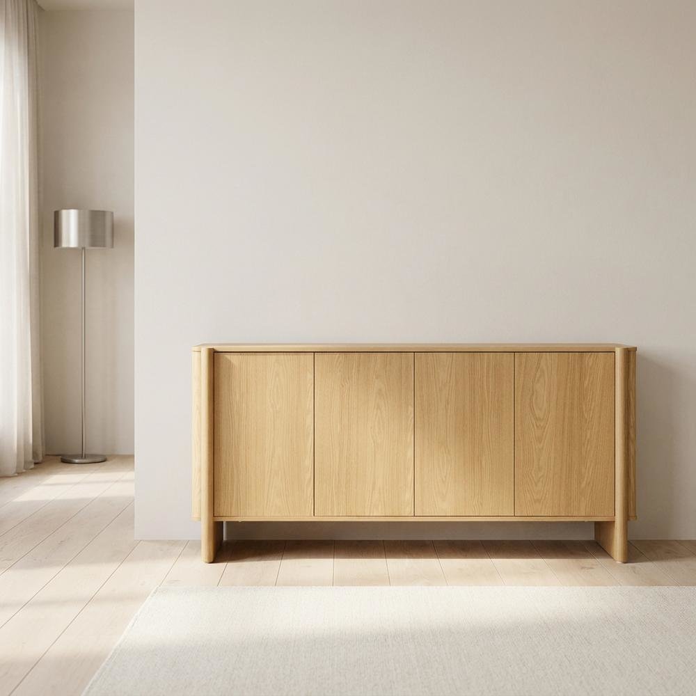 Sideboard in Neutral Finish with Anti-Tip Mechanism and Spacious Storage. Picture 2