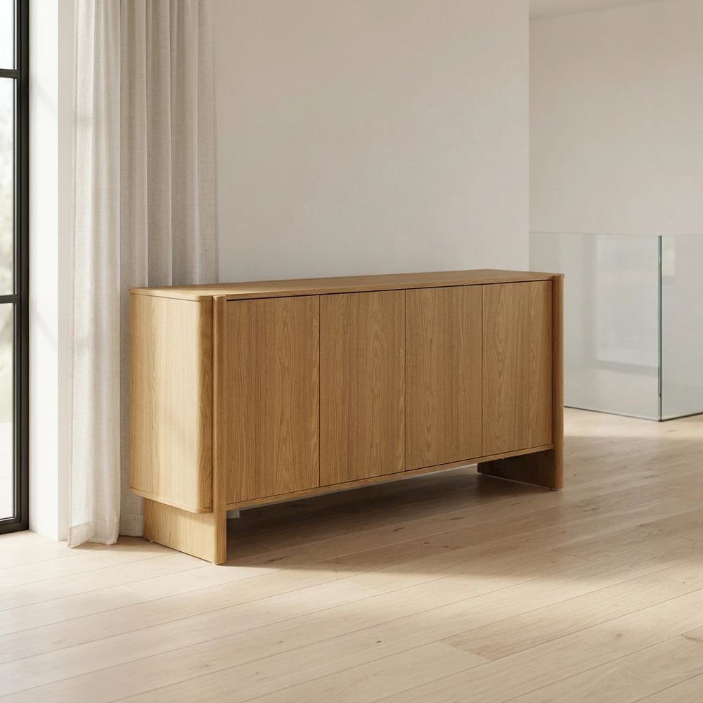 Sideboard in Neutral Finish with Anti-Tip Mechanism and Spacious Storage. Picture 3