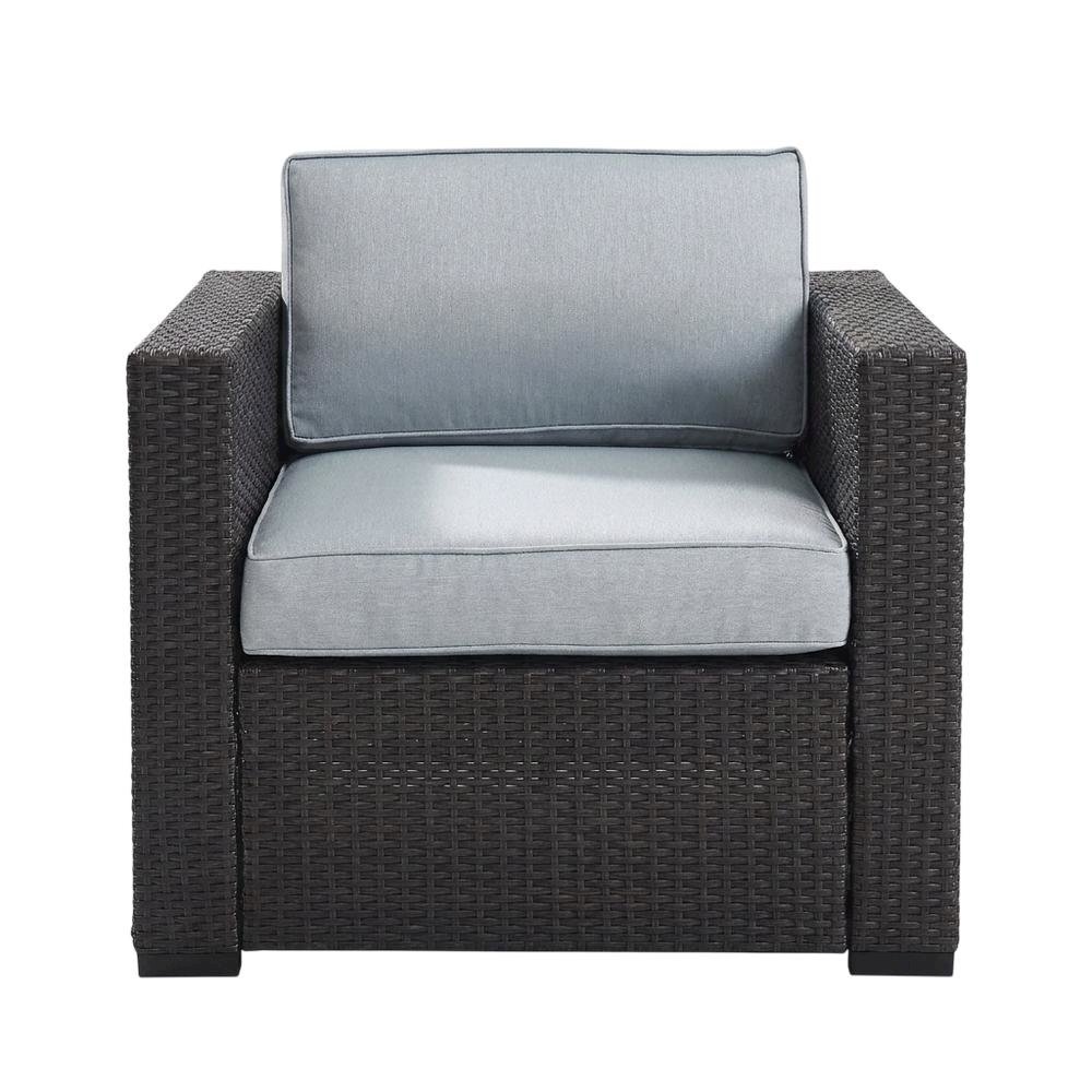 Outdoor Wicker Chair Set in Mist/Brown with Armrests and Durable Frame. Picture 5