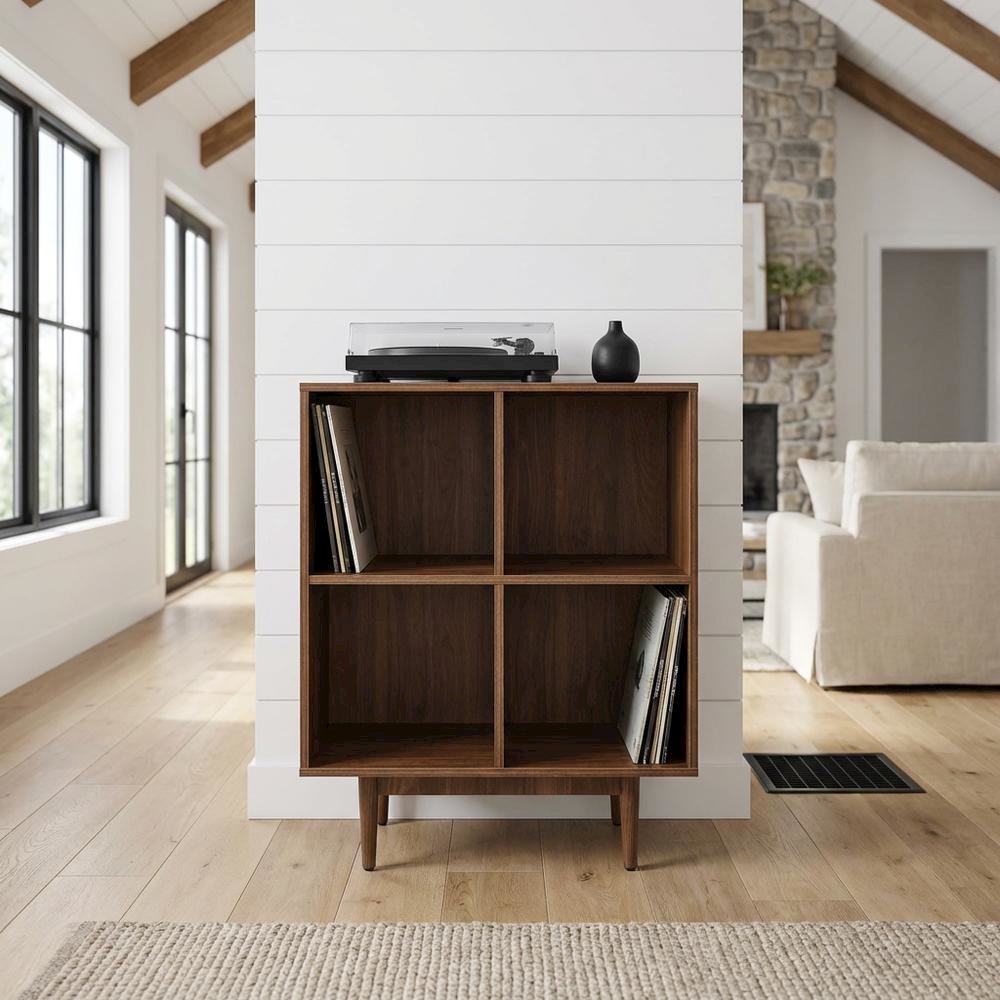 Record Player Stand with Vinyl Storage, Compact Entertainment Center. Picture 2