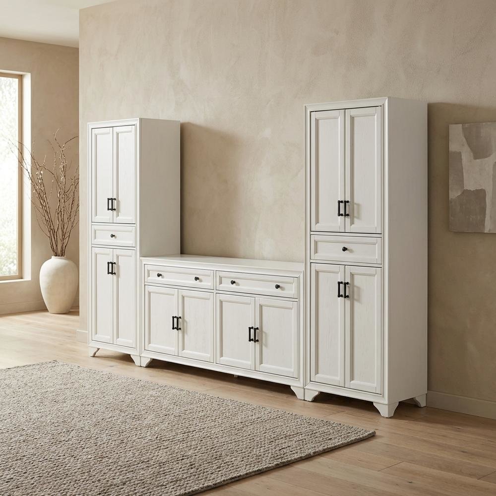 Contemporary 3-Piece Entertainment Center with Sideboard and Storage Pantries. Picture 3