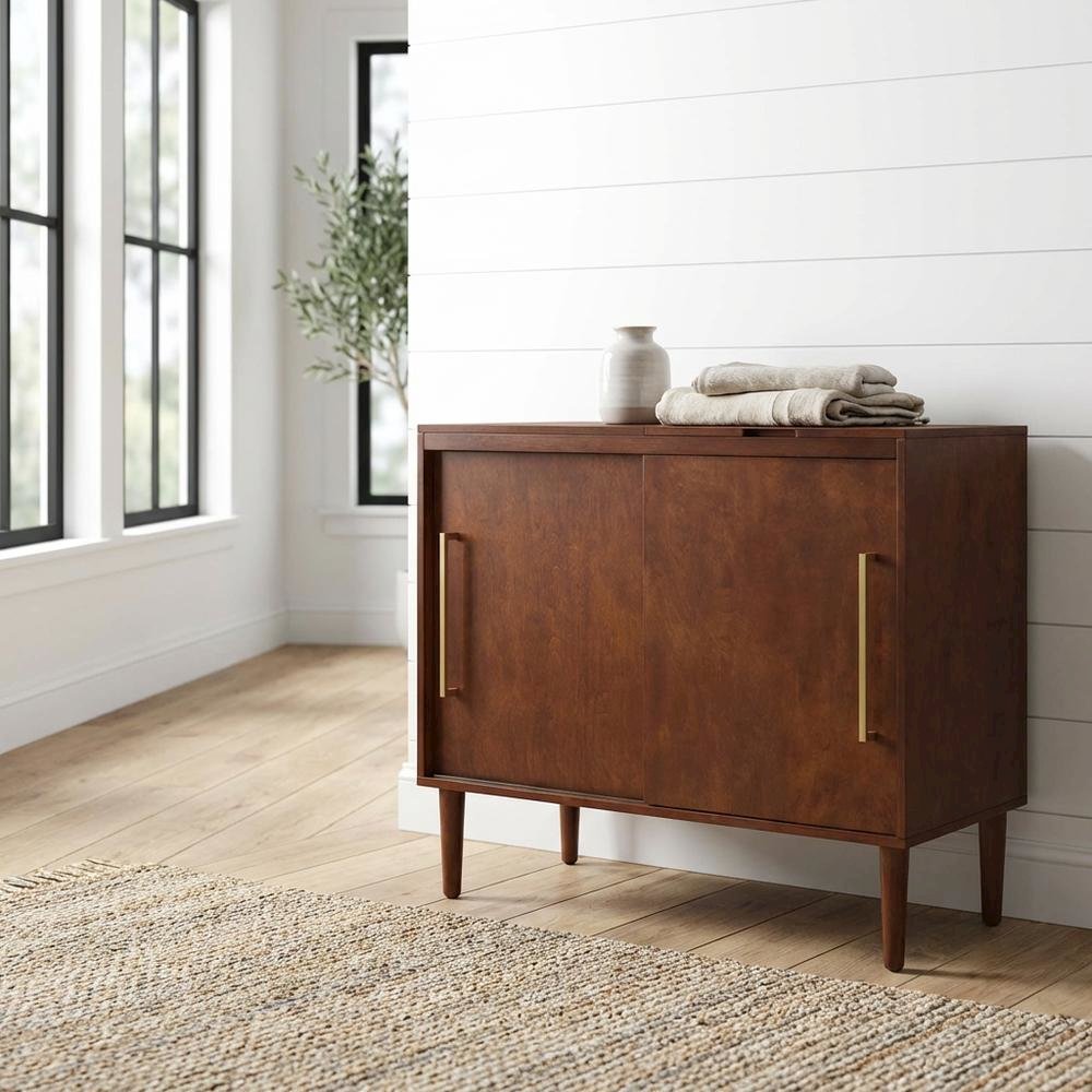 Mahogany Media Console with Anti-Tip Hardware and Sturdy Design. Picture 2