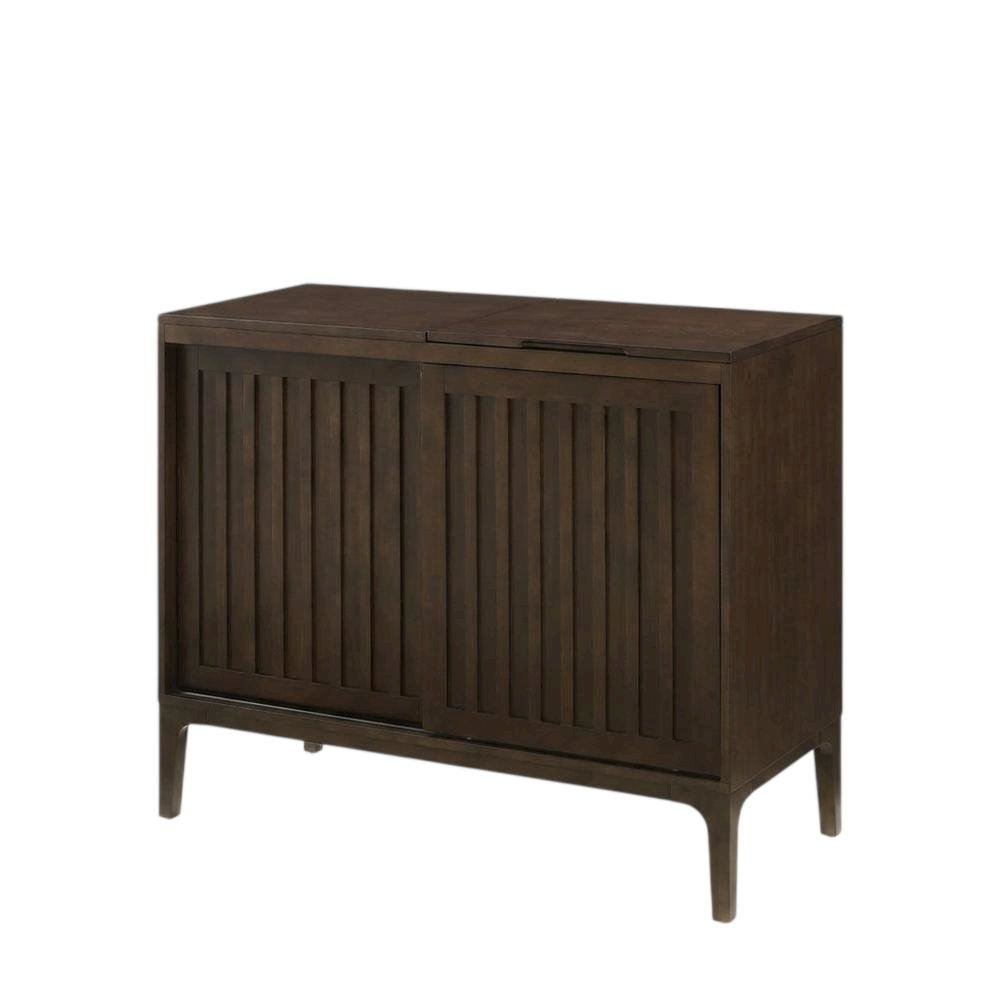 Brown Large Record Player Cabinet with Vinyl Storage Shelves. Picture 1
