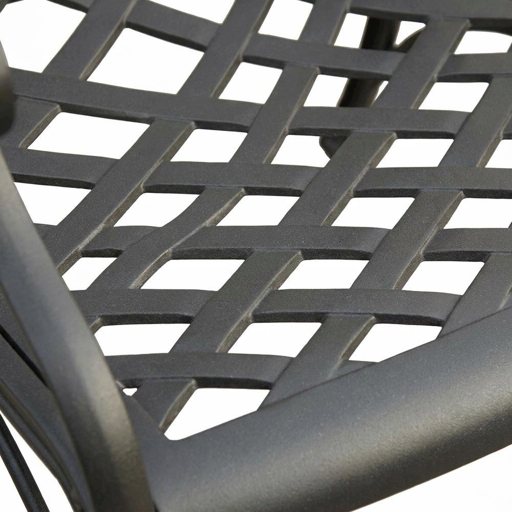 Outdoor black club chair with sturdy armrest and classic design. Picture 5