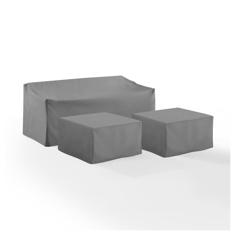 3Pc Outdoor Sectional Furniture Cover Set - Sofa & 2 Square Table/Ottoman. Picture 3
