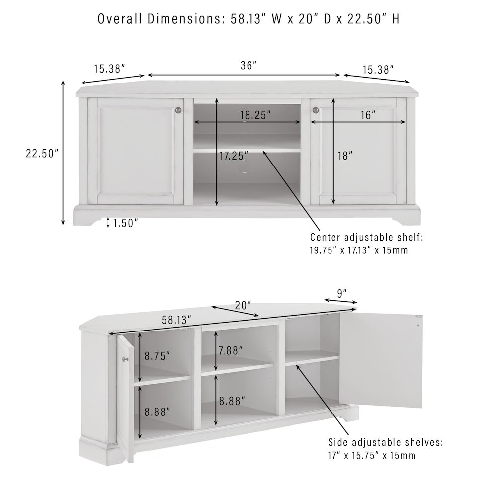 Holbrook Corner Tv Stand For 65" Inch Tv Distressed Seafoam Blue. Picture 9