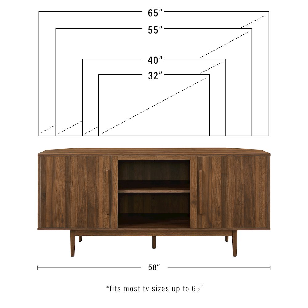 Liam Corner Tv Stand For 65" Tv Walnut. Picture 11
