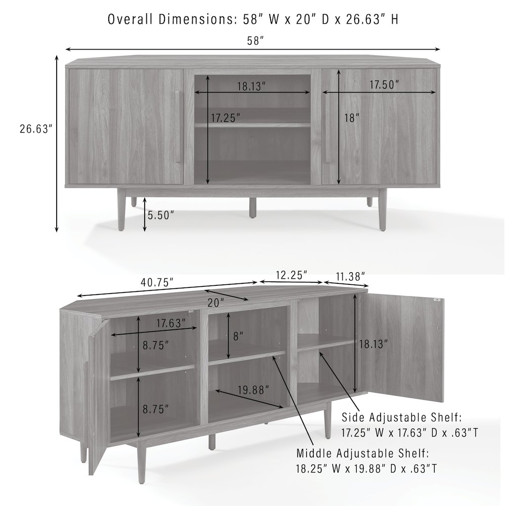 Liam Corner Tv Stand For 65" Tv Walnut. Picture 9