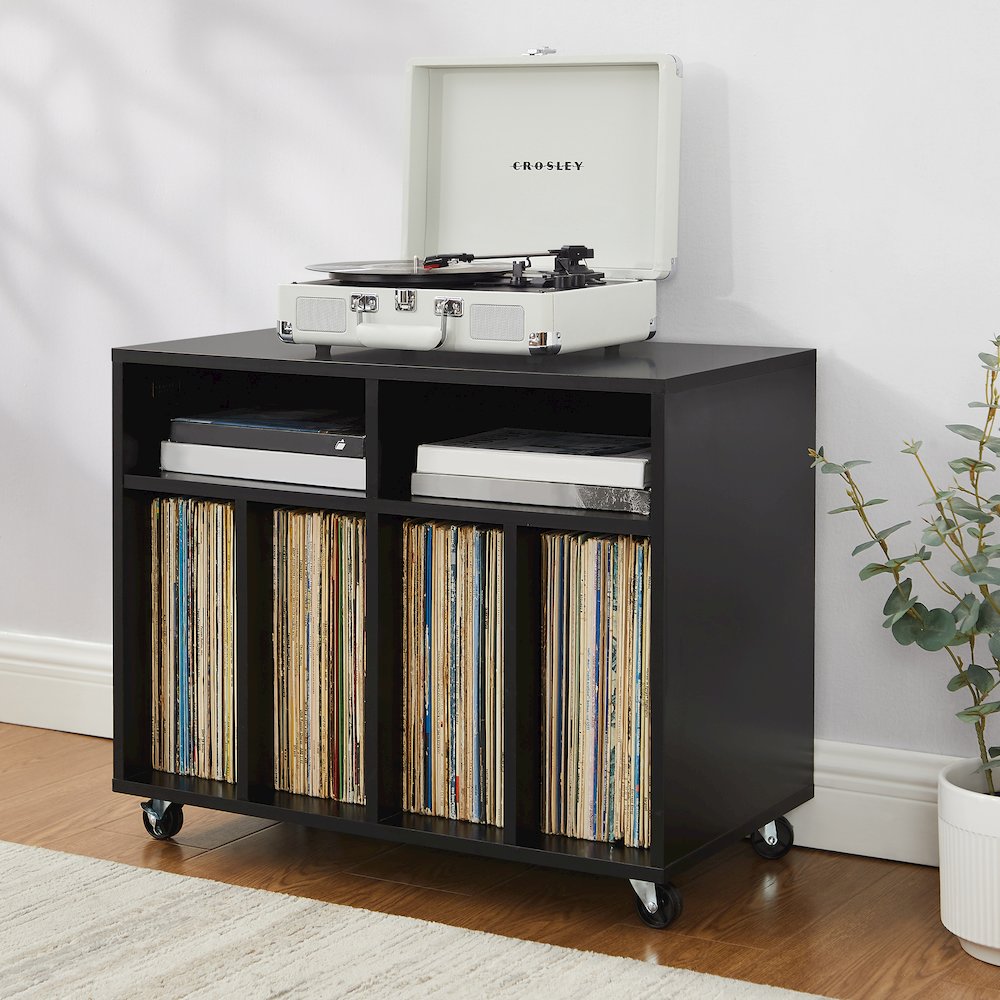 Carlo Rolling Record Player Stand With Vinyl Storage. Picture 5