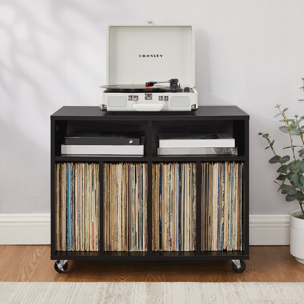 Carlo Rolling Record Player Stand With Vinyl Storage. Picture 6