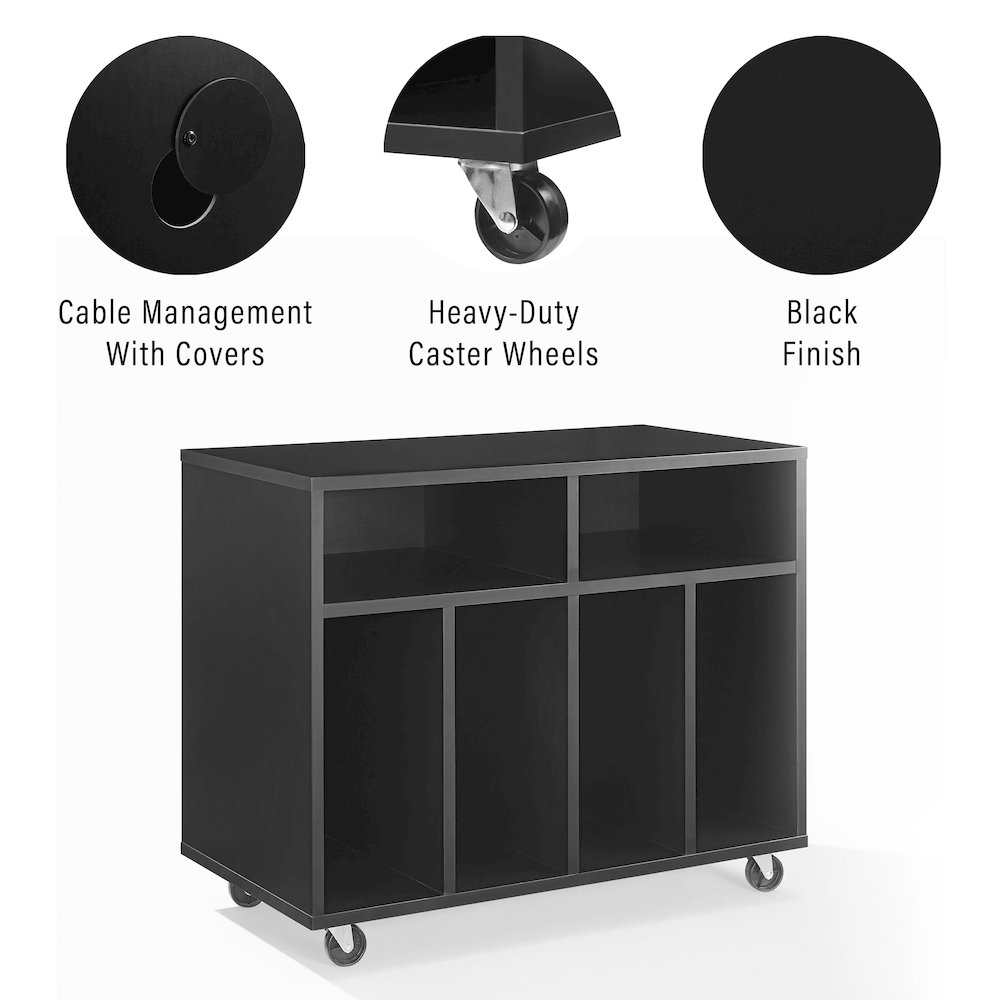 Carlo Rolling Record Player Stand With Vinyl Storage. Picture 8
