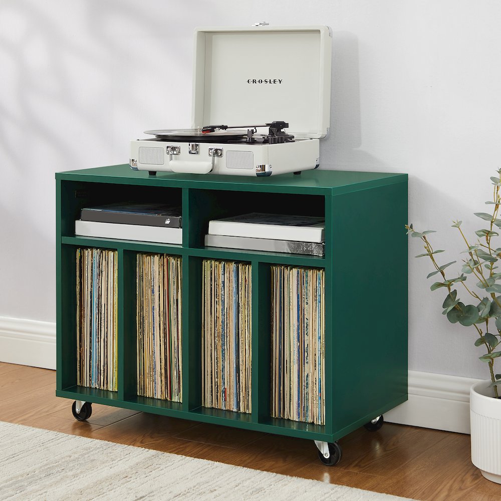 Carlo Rolling Record Player Stand With Vinyl Storage. Picture 5