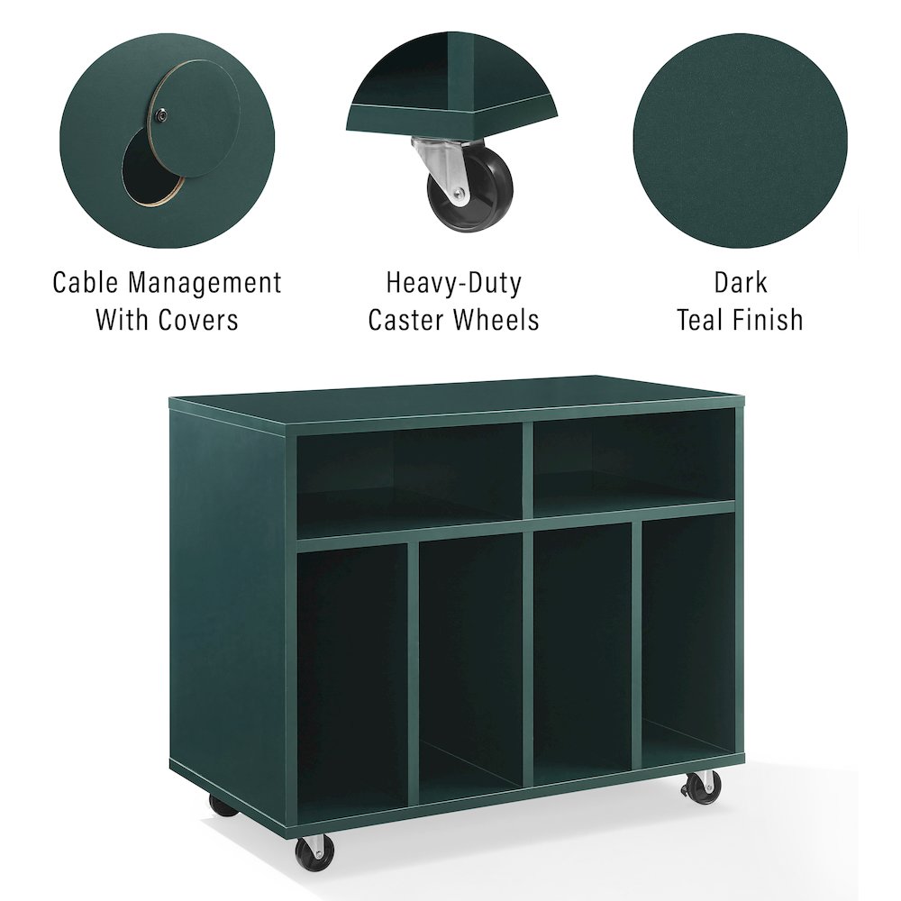 Carlo Rolling Record Player Stand With Vinyl Storage. Picture 8