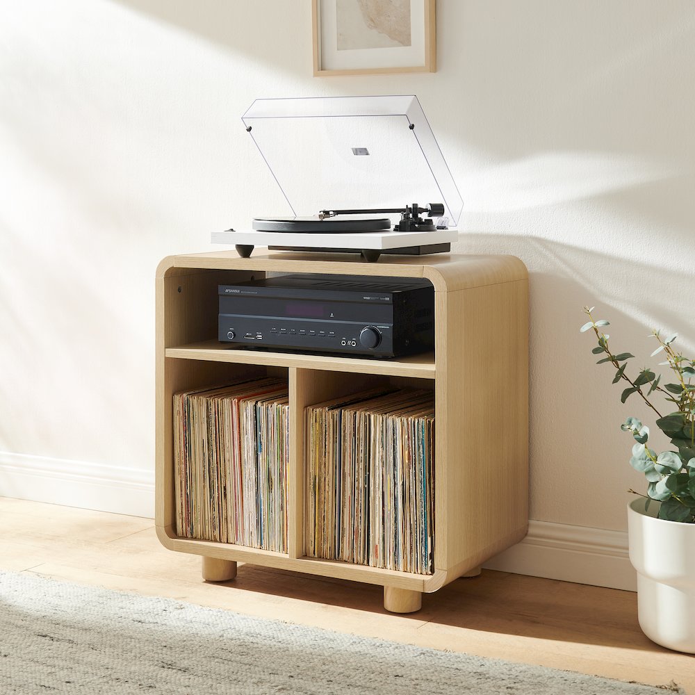 Zoe Record Player Stand With Vinyl Storage Ash. Picture 5