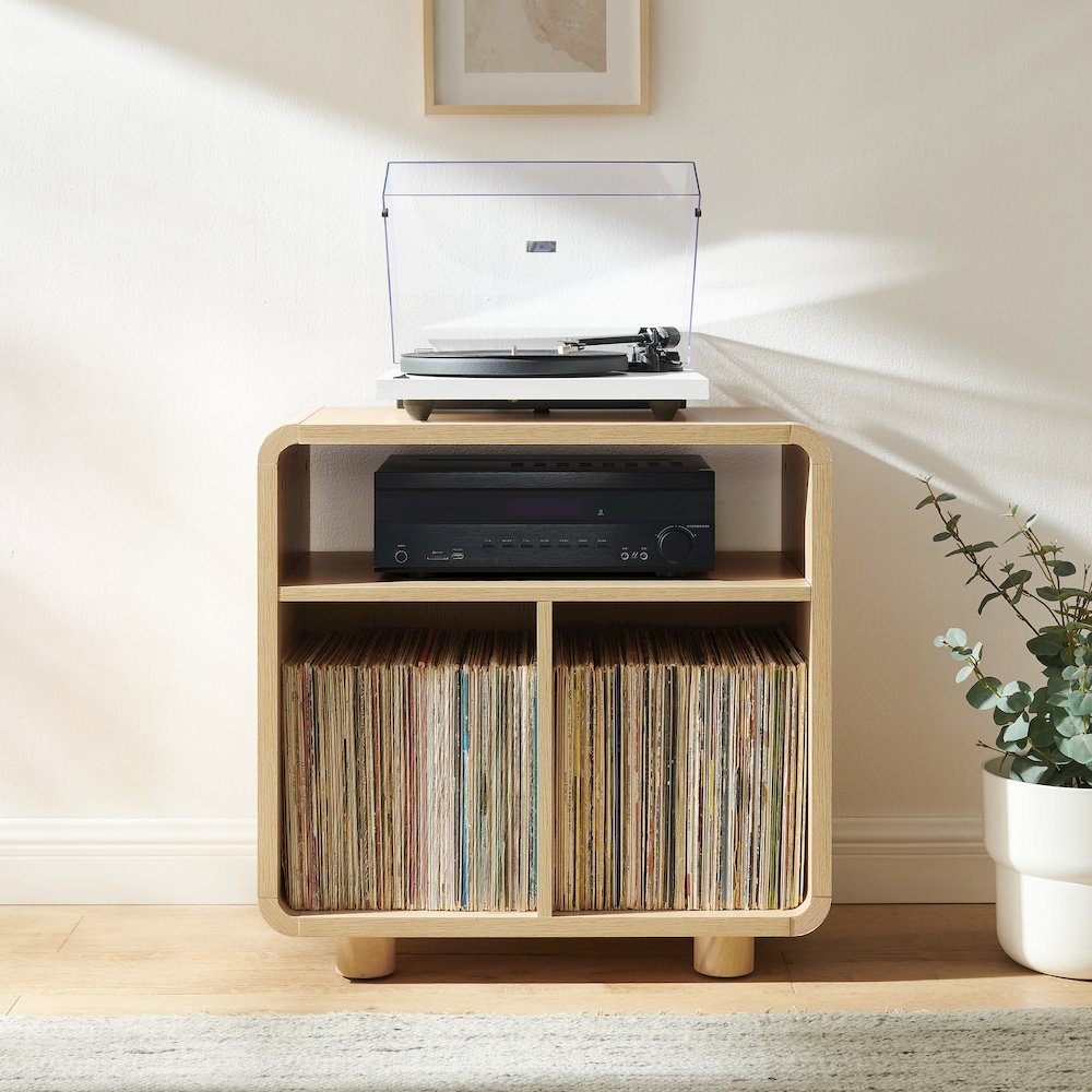 Zoe Record Player Stand With Vinyl Storage Ash. Picture 6