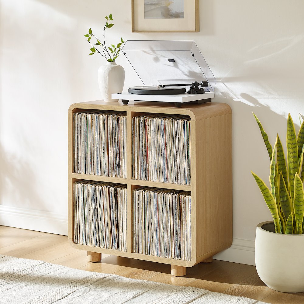 Zoe 4 Cube Record Player Stand With Vinyl Storage Ash. Picture 5